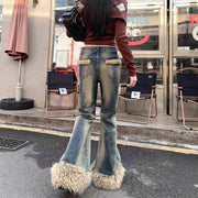 Shaggy-Hem Flared Jeans