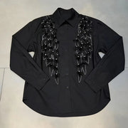 Floral Applique Collared Shirt