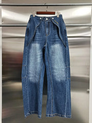 Wide-Leg Faded Jeans