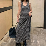 Striped Sleeveless Long Dress