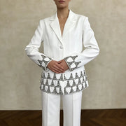 Embellished-Hem Tailored Blazer