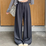 Pleated Wide-Leg Drawstring Pants