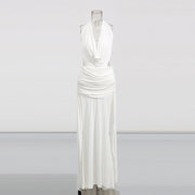 Draped Halter Split-Hem Dress