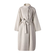 Belted Stand-Collar Coat