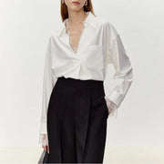 Lace-Trim Collared White Shirt