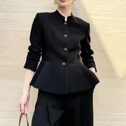 Stand-Collar Peplum Jacket