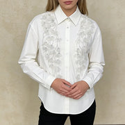Floral Applique Collared Shirt