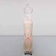 Chevron Sleeveless Long Dress