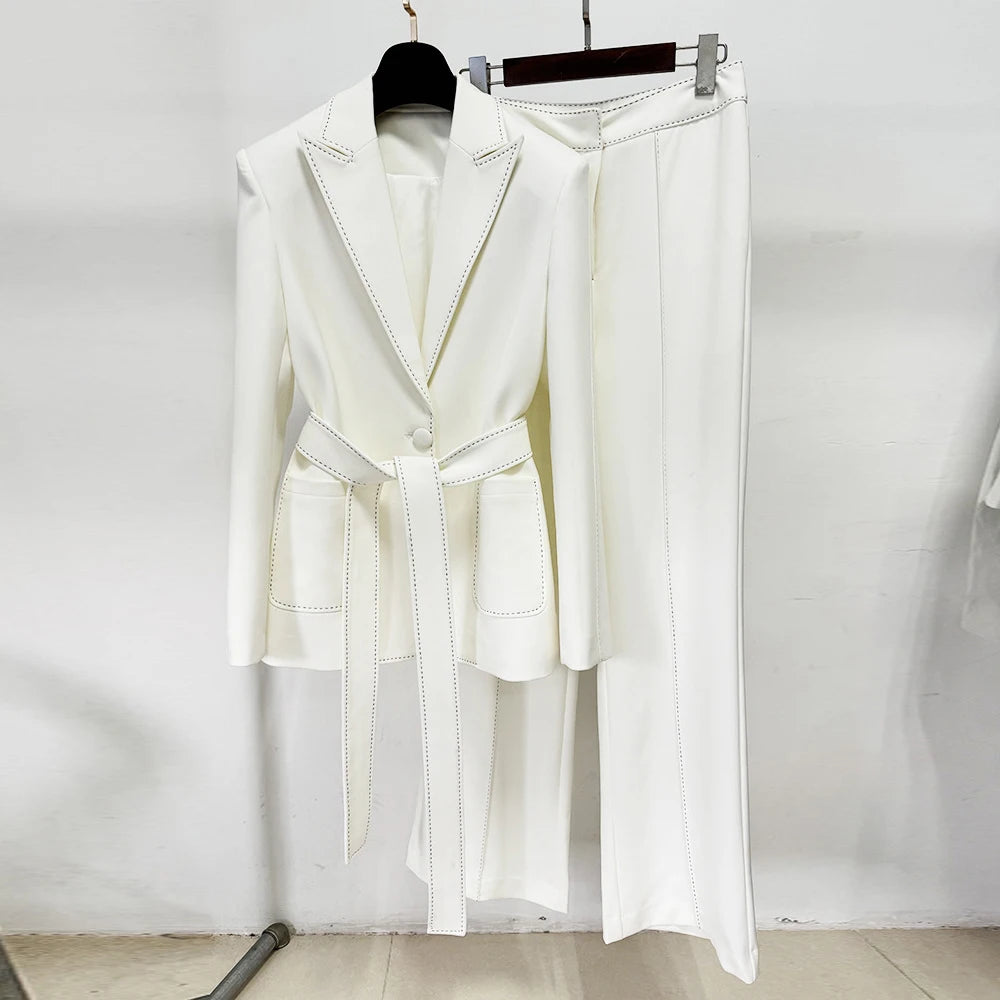 Tie-Waist Blazer and Pants Set