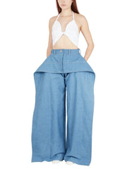 Layered-Pocket Wide-Leg Pants