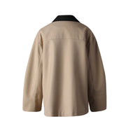 Contrast-Collar Patch-Pocket Jacket