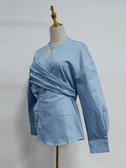 Draped-Waist Asymmetric Shirt