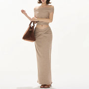 Draped Top and Skirt Set