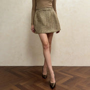 Metallic-Look A-Line Mini Skirt