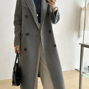 Notched-Lapel Long Coat