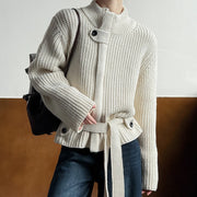 Chunky-Knit High-Neck Cardigan