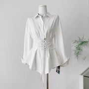 Lace-Up Waist Fitted Shirt
