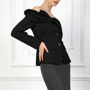 Off-Shoulder Draped Blazer