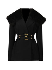 Shaggy-Collar Tailored Jacket