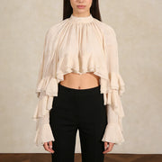 Tiered Ruffle-Sleeve Blouse