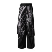 Chain-Print Wide-Leg Pants
