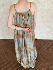 Abstract-Print Sleeveless Long Dress