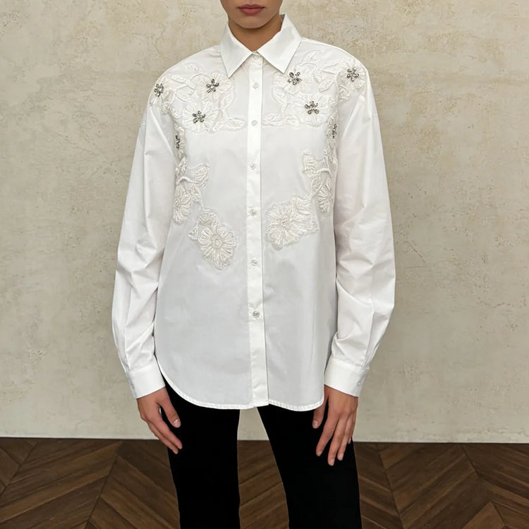 Floral Applique Long-Sleeve Shirt