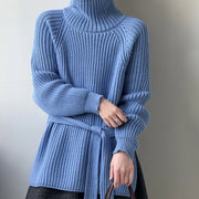 Ribbed Turtleneck Longline Sweater