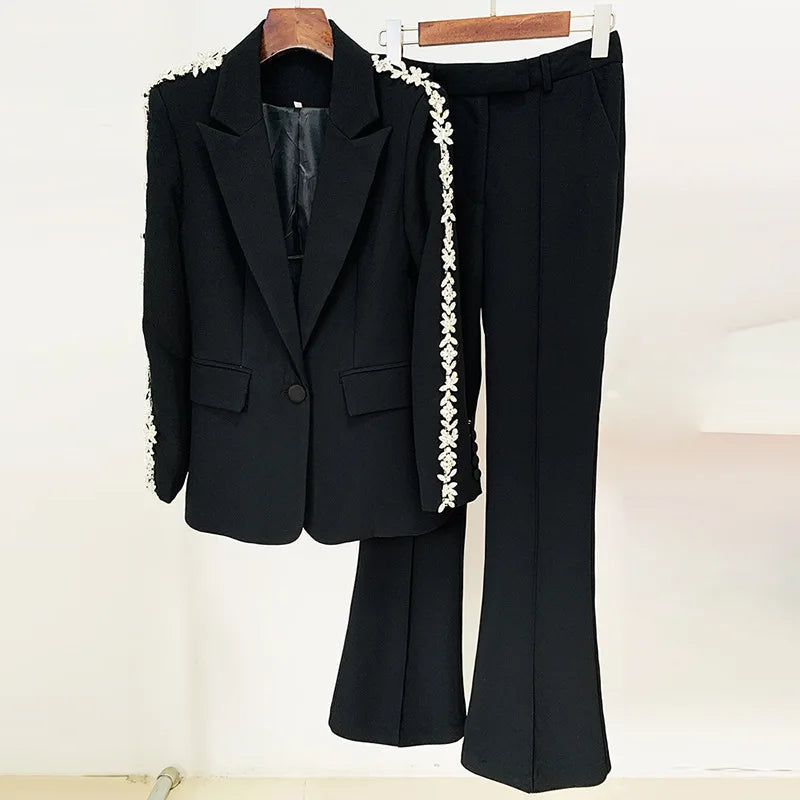 Embellished Blazer and Pants Set