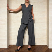 Pinstriped Vest and Cropped Pants Set