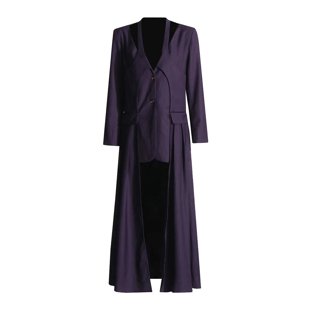 Cutout-Neck High-Low Jacket