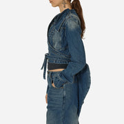 Asymmetric Wrap-Front Cropped Jacket
