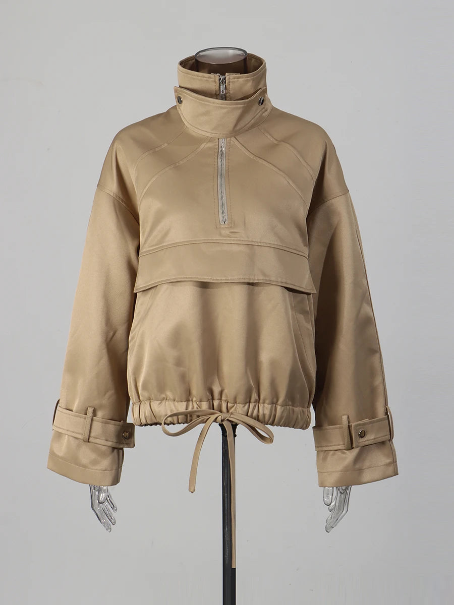Stand-Collar Pocket Jacket