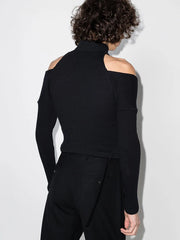 Zip-Neck Cold-Shoulder Top