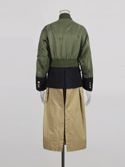 Colorblock Layered Long Coat