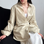 Gathered-Waist Longline Shirt