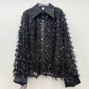 Textured Sequin Button-Up Shirt