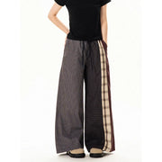Mixed-Plaid Wide-Leg Pants
