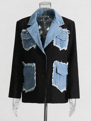 Contrast-Pocket Notched-Lapel Blazer