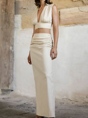Halter Top and Ruched Skirt Set