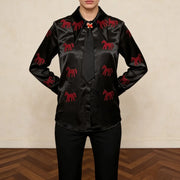 Animal-Motif Collared Shirt