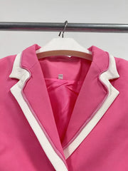 Contrast-Trim Jacket and Skirt Set