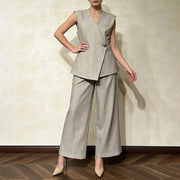 Pinstriped Vest and Cropped Pants Set