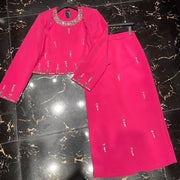 Embellished Top and Pencil Skirt Set