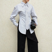 Striped Long-Sleeve Collared Shirt