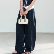 Lace-Waist Wide-Leg Pants