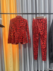 Leopard-Print Blazer and Pants Set