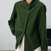 Asymmetric-Collar Relaxed Shirt Jacket