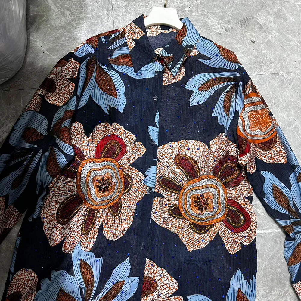 Floral Long-Sleeve Collared Shirt