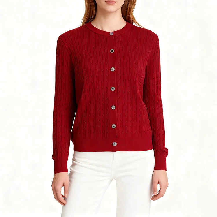 Textured Round-Neck Cardigan